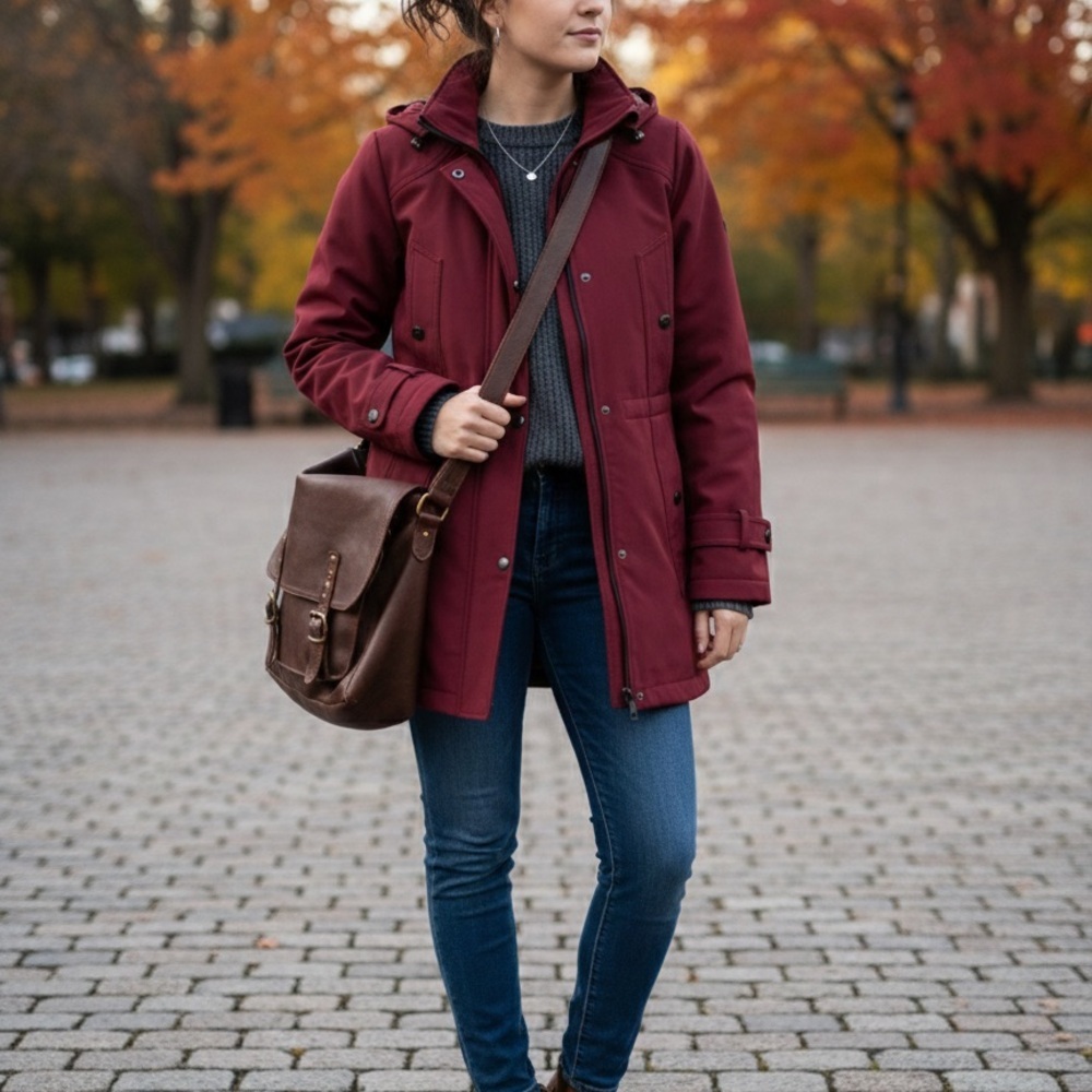 North Side by Fen-Nelli Burgundy Spring/Fall Womens Jacket Size 8